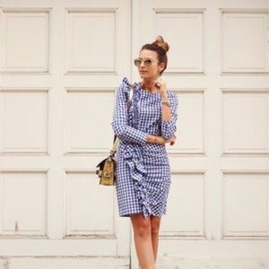H & M plaid dress with ruffle